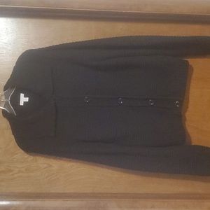 Black Ribbed Knit Button Up Cardigan Sweater Charter Club XL